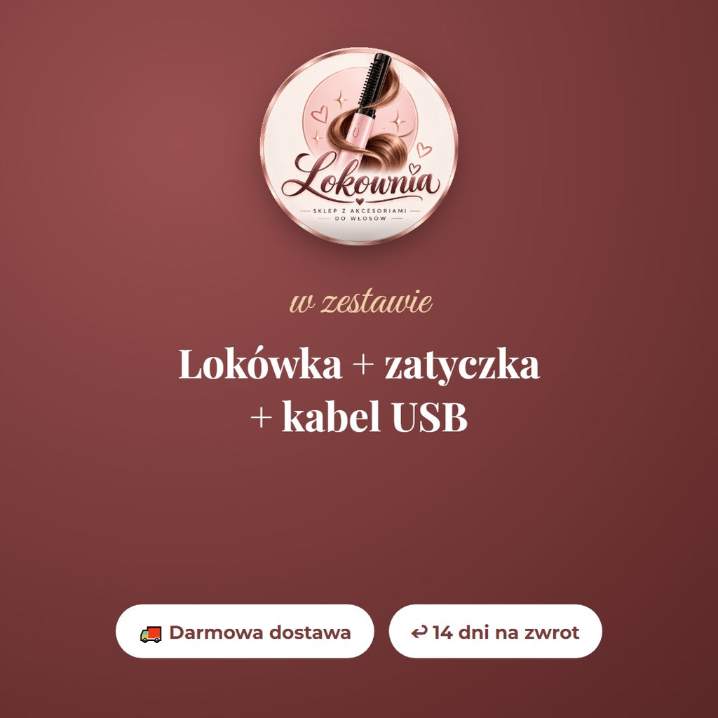 W zestawie: lokówka, zatyczka, kabel USB
